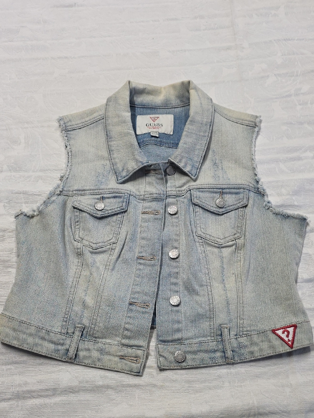 GUESS Distressed Denim Vest - Youth XL (Fits Adult S/M)
